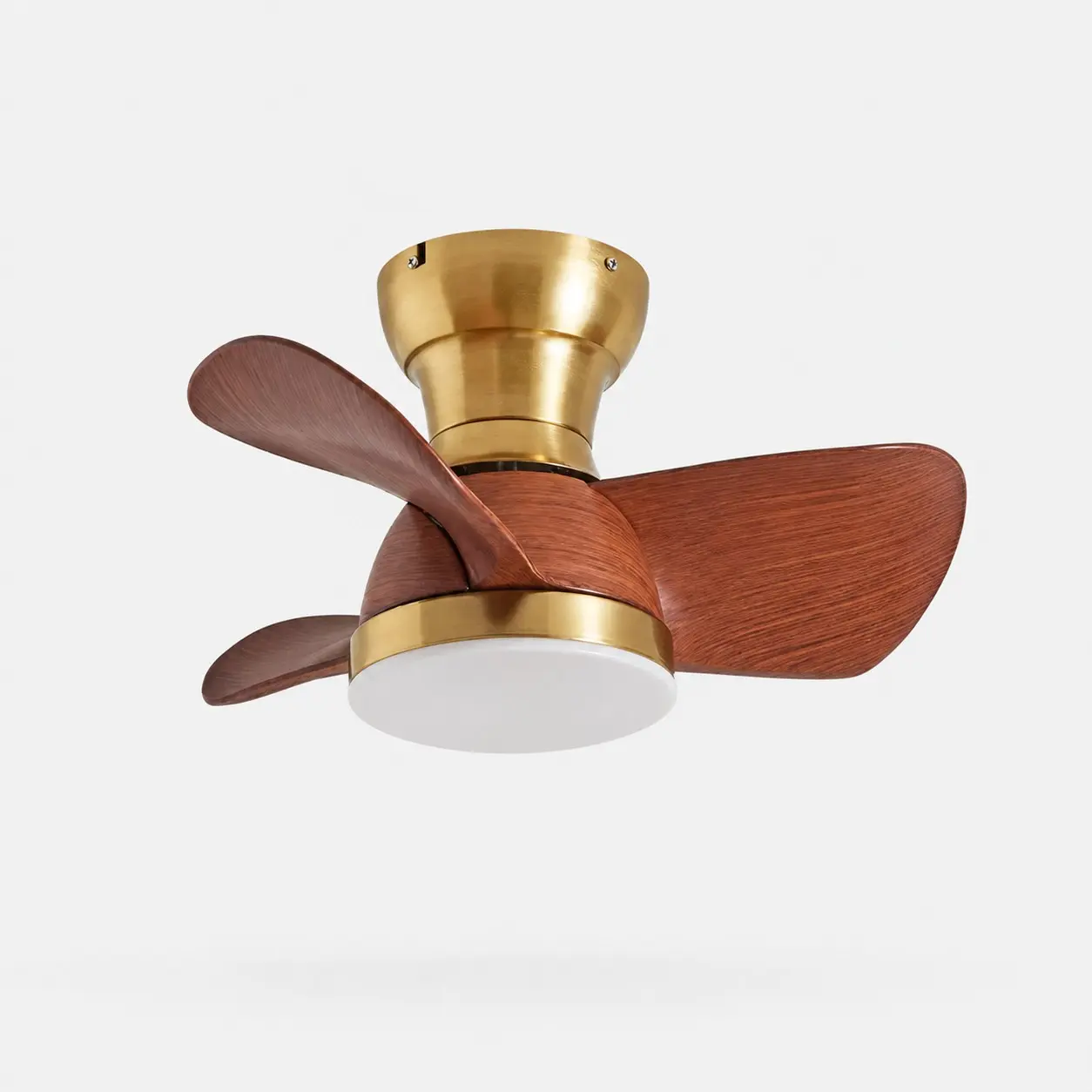 Natural copper ceiling fan light with wood-look blades