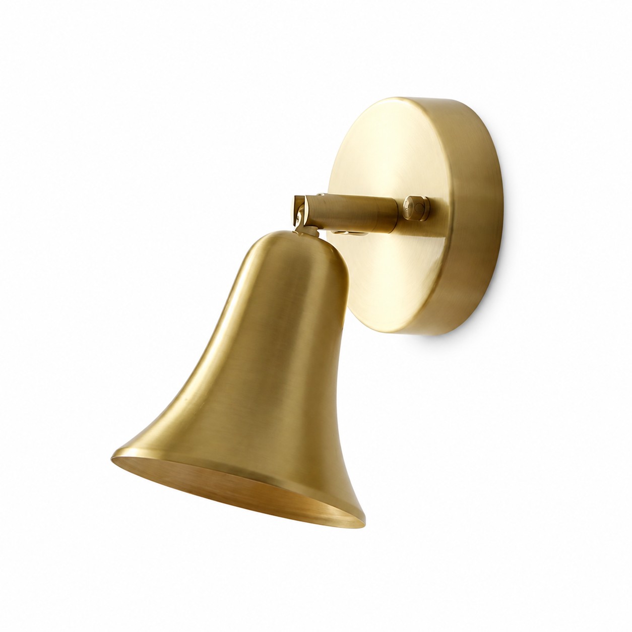 Bell shade wall sconce in natural brass finish