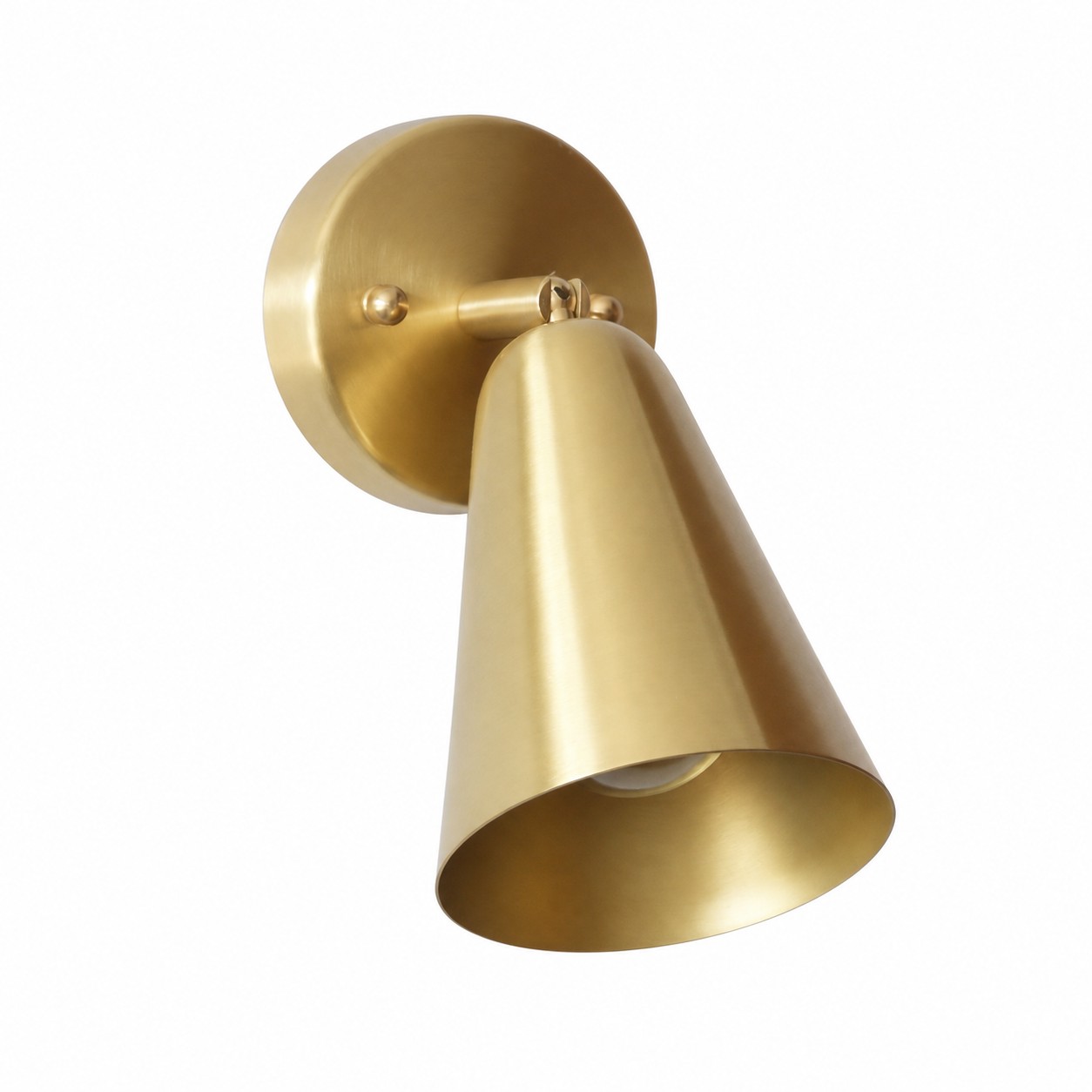 Cone shade wall sconce in natural brass finish