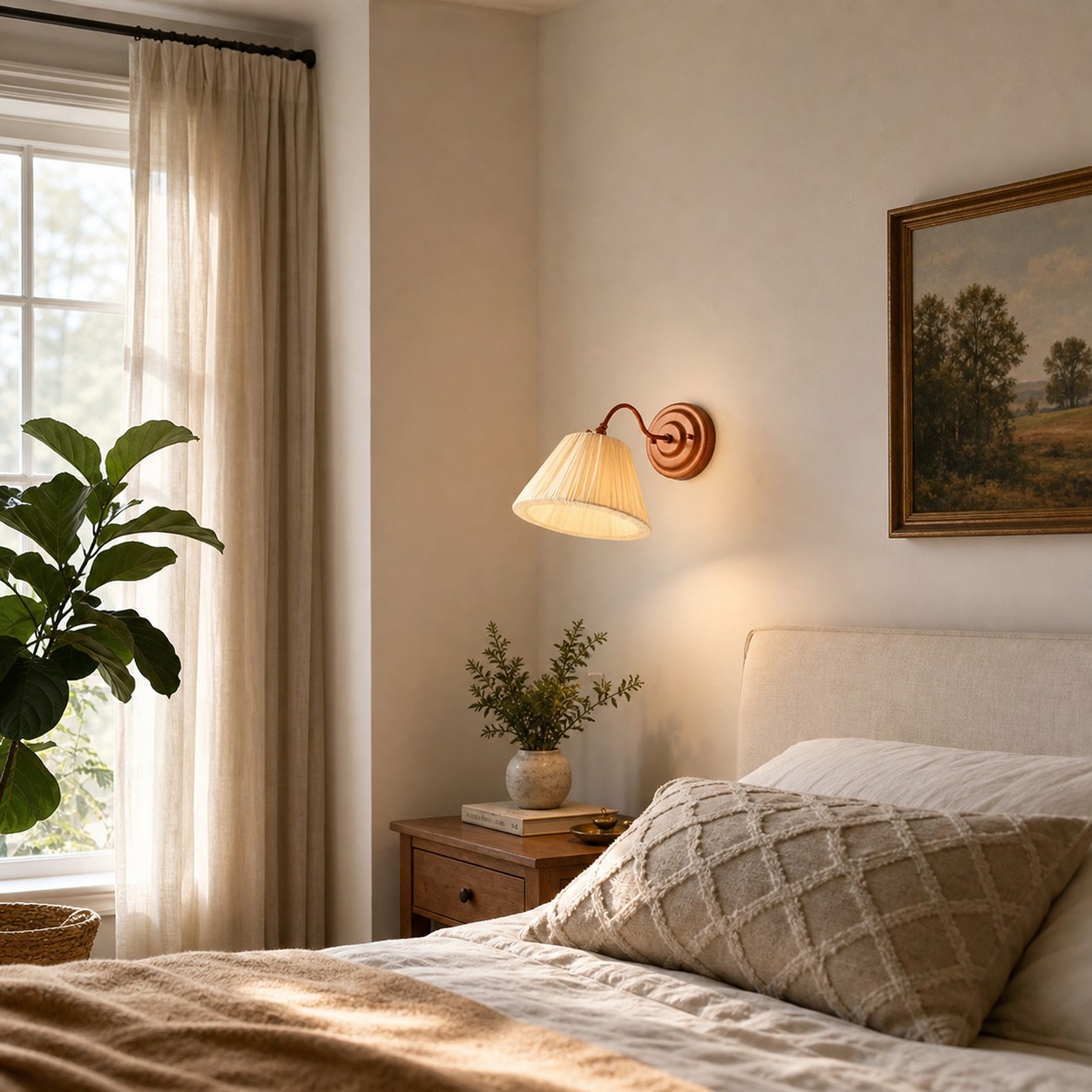 French vintage wall sconce in bedroom scene
